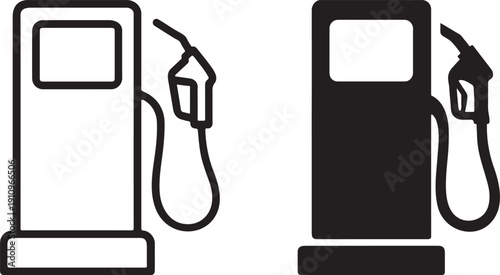 Gasoline pump gas station silhouette bold outline icon.