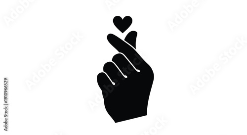 Black hand gesture forming a heart shape korean style silhouette