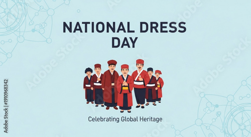 National Dress Day illustration diverse group of people in traditional cultural clothing celebrating global heritage and unity vector art