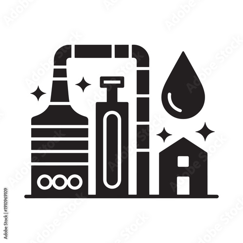 Industrial facility outline showing oil pipelines and potential pollution