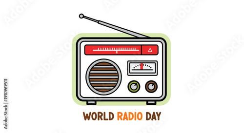 Radio Day Broadcast: An illustration of a vintage radio set against a background, celebrating World Radio Day.