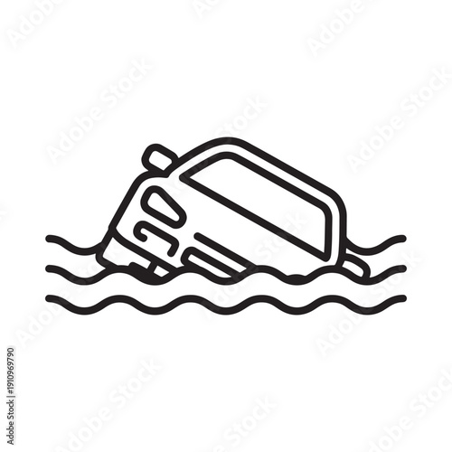 Submerged vehicle illustration a car sinking into wavy water