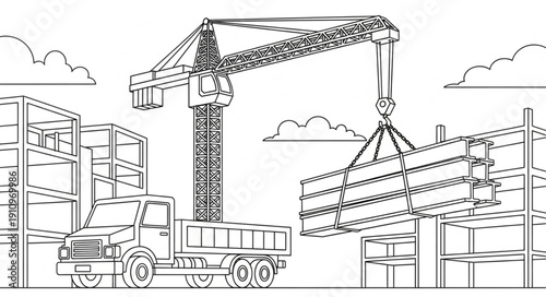 Crane Lifting Shipping Container.