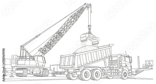 Crane Lifting Heavy Load Construction Site.