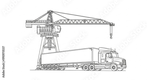 Crane Lifting Heavy Load Truck.