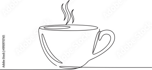 Coffee cup continuous line icon vector