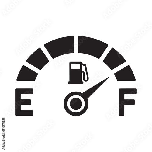 Fuel gauge displaying a moderate level indicating remaining gasoline supply