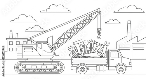 Crane Loading Logs onto Truck.