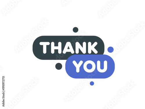 A colorful vector graphic illustration of a thank you message in a modern design style