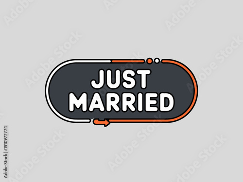 A vector graphic illustration of a Just Married sign on a padlock, symbolizing love and commitment.