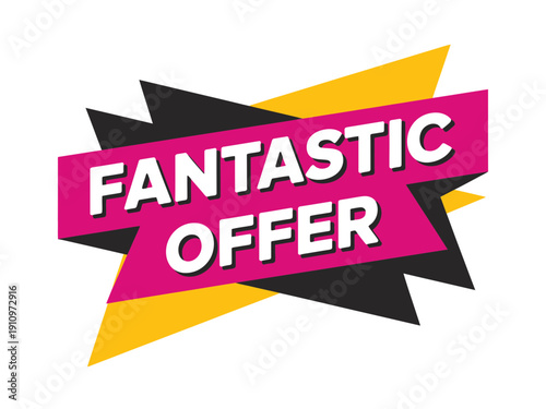 A vibrant vector graphic illustration of a fantastic offer banner with a pink, yellow, and black design