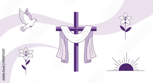 Easter Symbols Religious Elements Graphic Collection