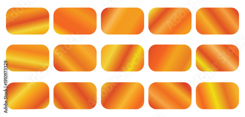 Orange Color Gradient Collection of Swatches. Abstract blurred textured gradient mesh color backgrounds.  Vector illustration . 
