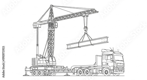 Crane Truck Heavy Machinery Equipment.
