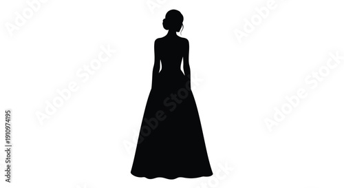 Silhouette of a woman in a long flowing evening gown