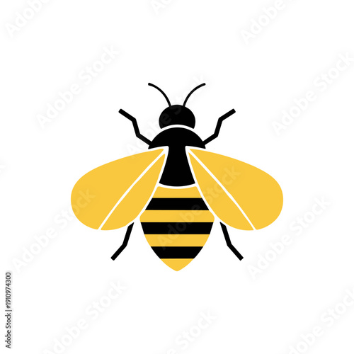 Black and Yellow Bee Illustration.
