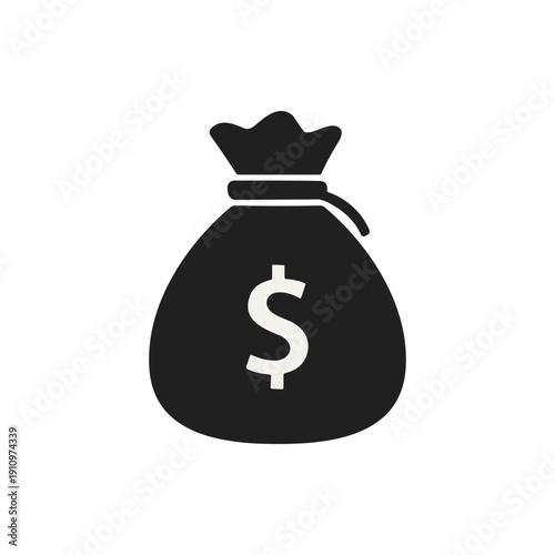 Black Money Bag with Dollar Sign.