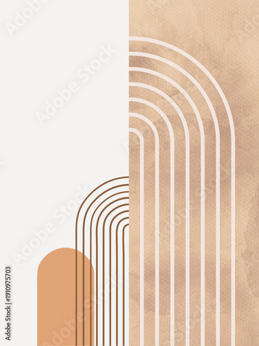 Modern Boho Abstract Arch Wall Art in Earth Tones. Minimalist Geometric Arch Poster Neutral Decor. Scandinavian Abstract Rainbow Arch Illustration. Contemporary Earth Tone Arch Graphic Design. Bohemia