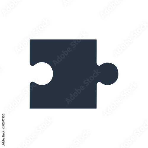 Dark Blue Jigsaw Puzzle Piece Illustration.