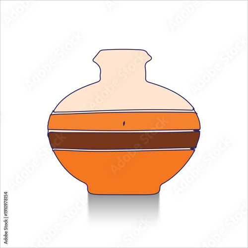 Ceramic clay pot isolated on white background
