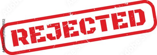 Red grunge vector stamp with "REJECTED" text, distressed texture, isolated on white