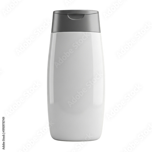 A blank white  shampoo bottle with cap 
