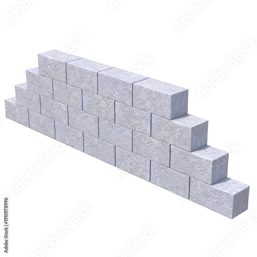 Foto Concrete Block Wall isolated on transparent background