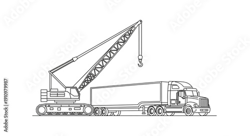 Crane Truck Heavy Machinery Vehicle.