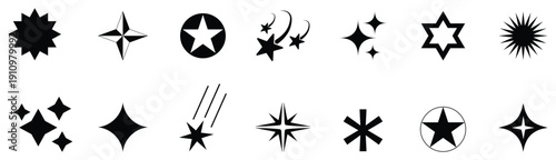 Sparkle star icons set. Shine icon set