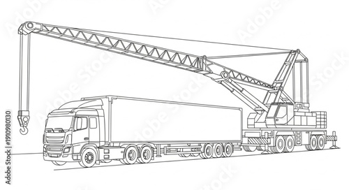 Crane Truck Heavy Machinery Vehicle.