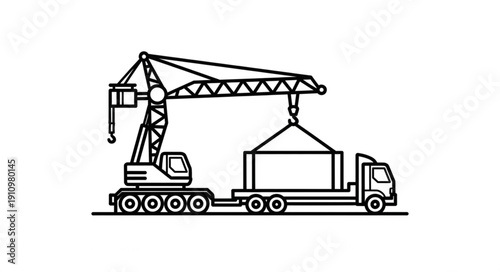 Crane Truck Heavy Machinery Vehicle.
