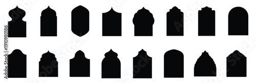 Islamic door and window shape. Shape Islamic door and window silhouette Arabic arch. 