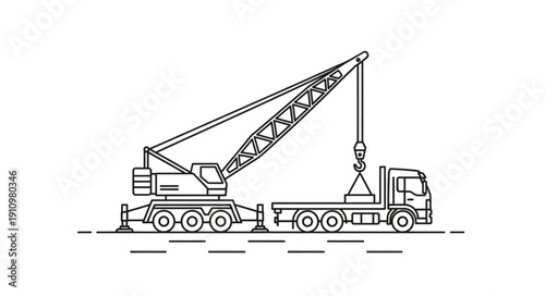 Crane Truck Heavy Machinery Vehicle.