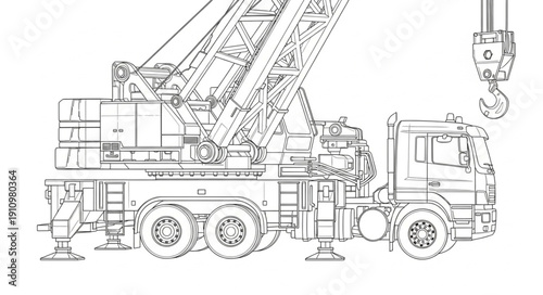 Crane Truck Heavy Machinery Vehicle.