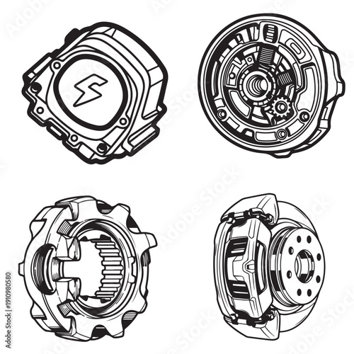 Motorcycle Clutch Basket and Outer Pressure Plate Assembly Line Art