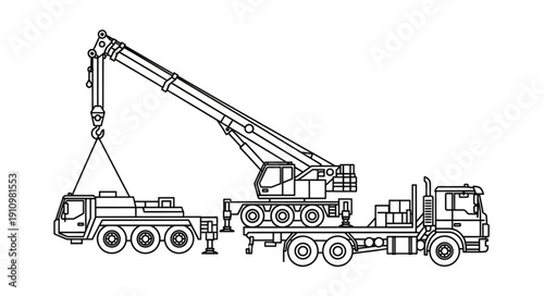 Crane Truck Heavy Machinery Vehicle.