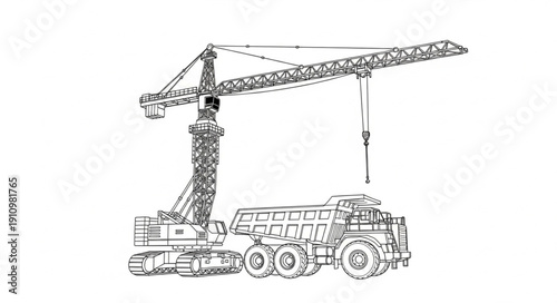 Crane Truck Heavy Machinery Vehicle.
