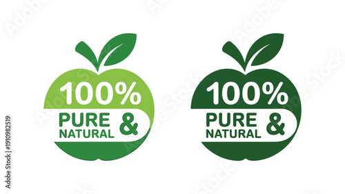 100 percent pure natural eco friendly product labels with apples