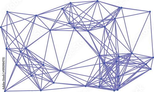 A complex network of interconnected nodes and lines