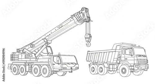 Crane Truck Lifting Heavy Load Vehicle.