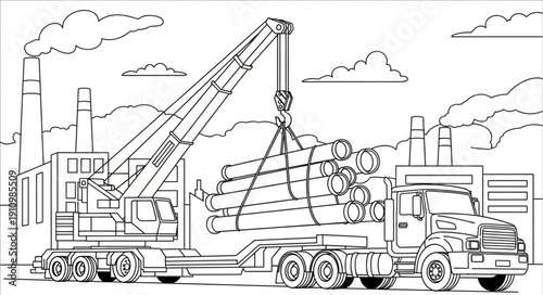 Crane Truck Lifting Heavy Load.