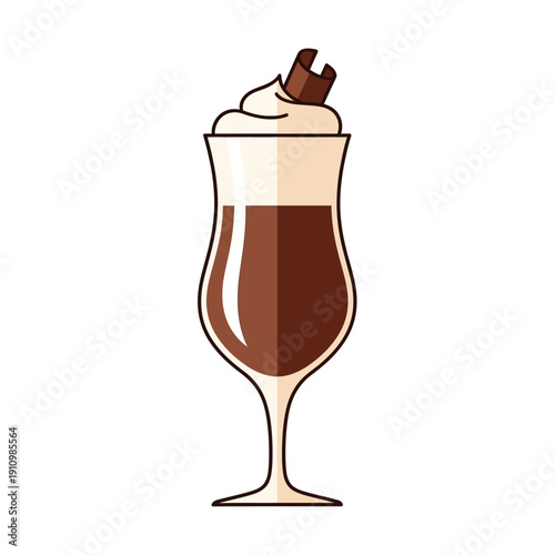 Delicious Chocolate Drink with Whipped Cream and Chocolate Shavings in a Tall Glass