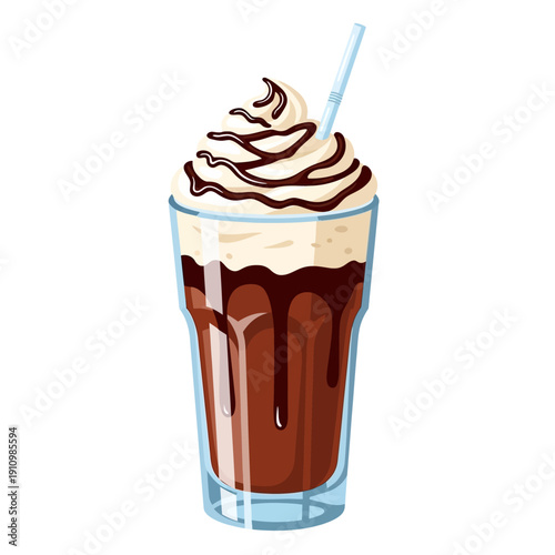 Delicious Chocolate Milkshake with Whipped Cream and Chocolate Syrup Drizzle