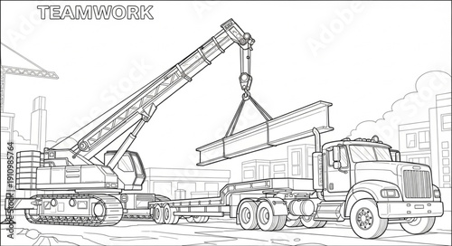 Crane Truck Lifting Heavy Load.