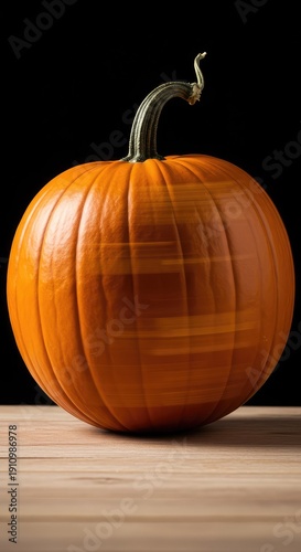 Dynamic seasonal background featuring a vibrant orange pumpkin spinning rapidly, creating an abstract autumnal blur effect ,celebration ,kinetic ,warm