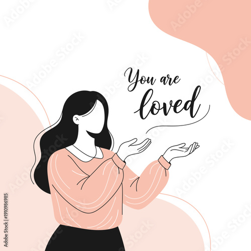 Embrace Love Woman Open Hands Gentle Gesture Inspiring Message