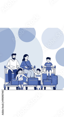 Family Travel Adventures Waiting For Departure Together With Luggage