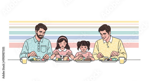 Family Enjoying Meal Together Happiness Shared Over Food
