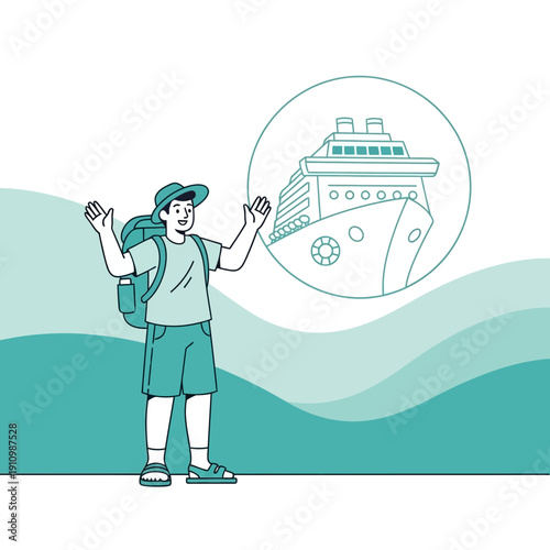 Excited Traveler Ready For A Luxurious Cruise Adventure Destination