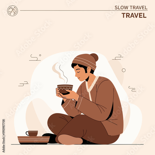 Experience Serene Moments Of Slow Travel While Enjoying A Warm Beverage